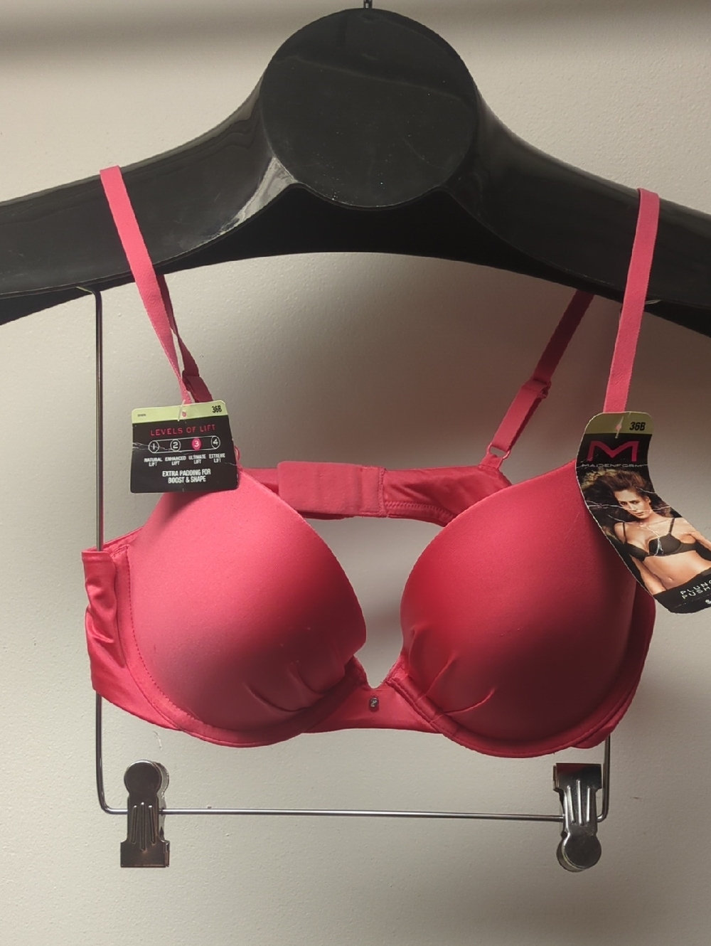 36B Maidenform Smooth Plunge Push up Bra Coral New